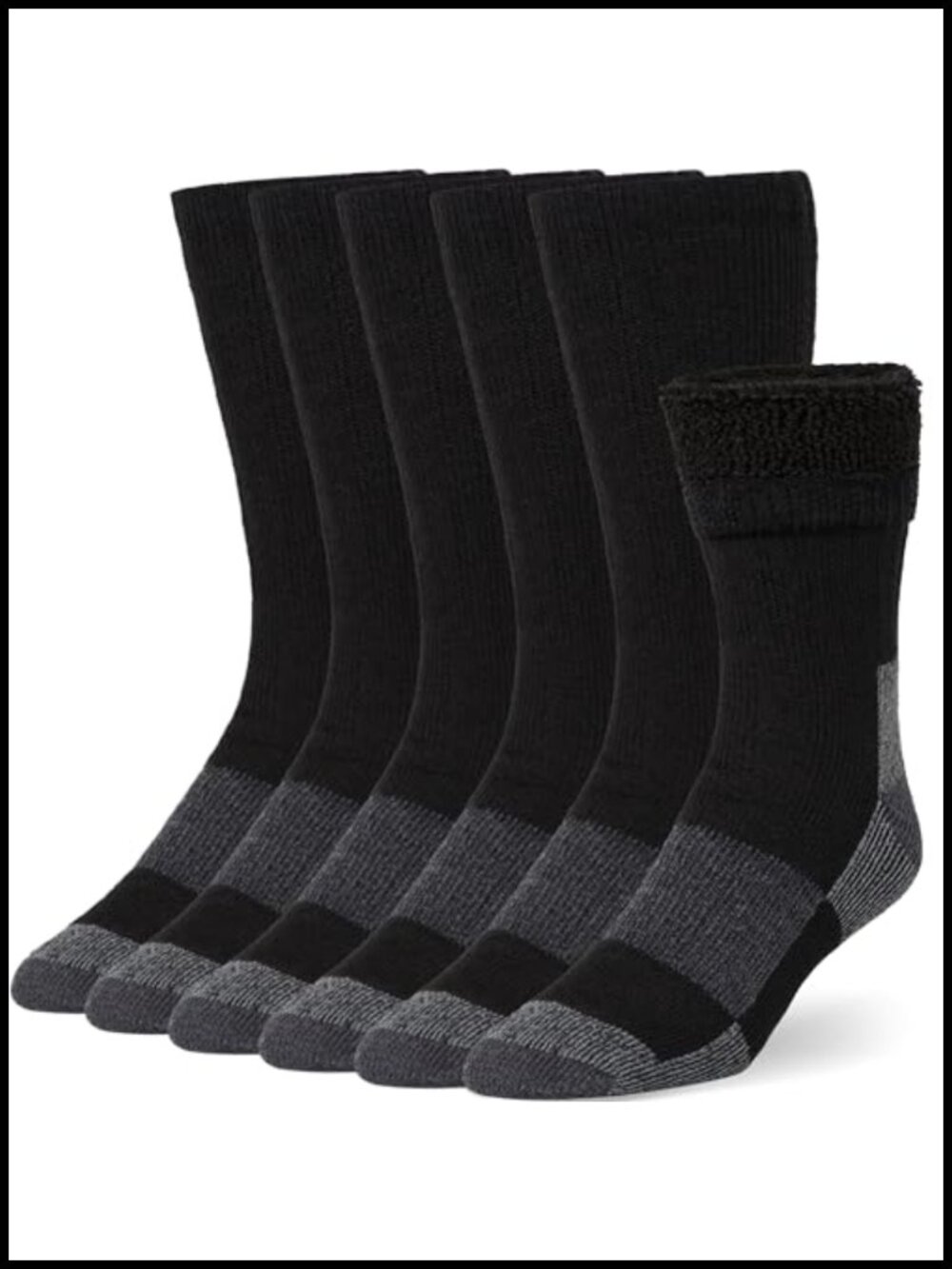 Merino Wool Blend Thermal Crew Calf Socks Cushioned Arch Support Winter